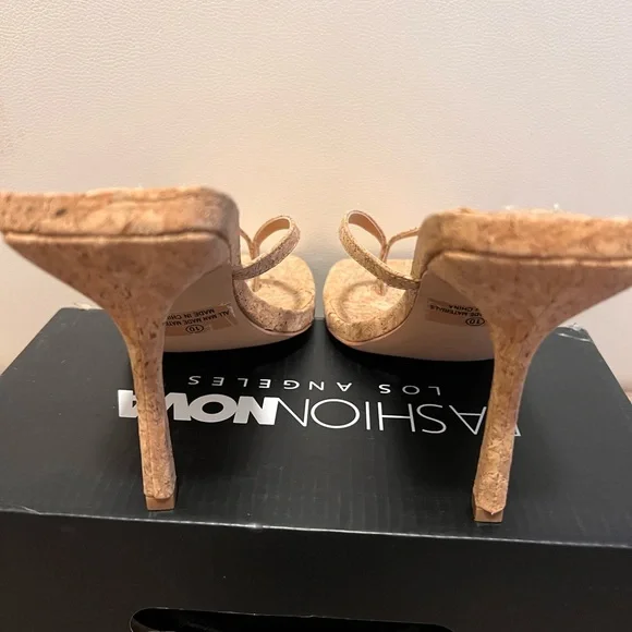 Fashion Nova Cork Thong Mule Heels - Picture 4 of 6
